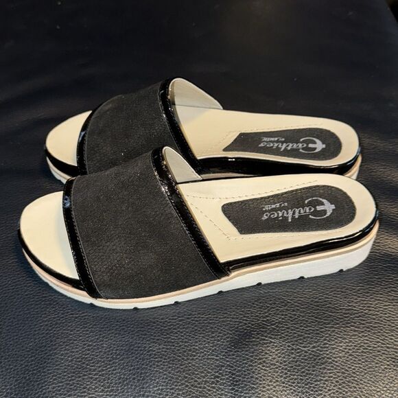 Earthies by Earth “Crete” Black Slides Sandals NWOB - Picture 3 of 7